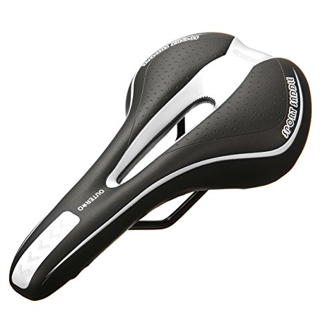 OUTERDO Bike Saddle Mountain Bike Seat Breathable Comfortable Cycling Seat Cushion Pad with Central Relief Zone and Ergonomics Design Fit for Road Bike and Mountain Bike