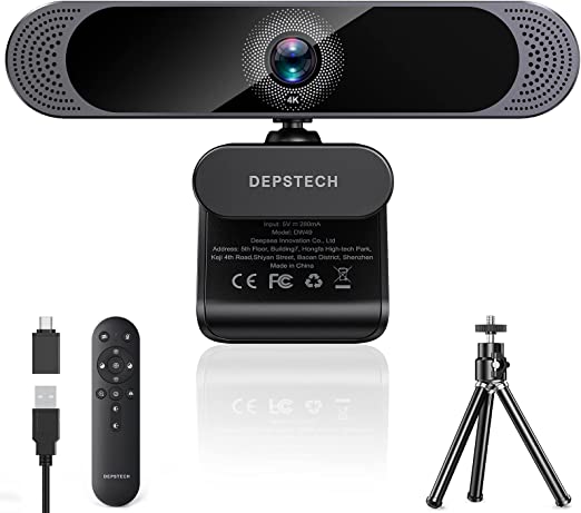 DEPSTECH Webcam 4K, 3X Zoomable Webcam with Microphone and Remote, 1/3" Sony Sensor, Dual Noise-Canceling Mics, Autofocus Computer Camera for PC Mac, Streaming, Video Call, Zoom, Skype, Teams