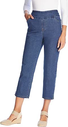 Woman Within Women's Plus Size Flex-Fit Pull-On Denim Capri