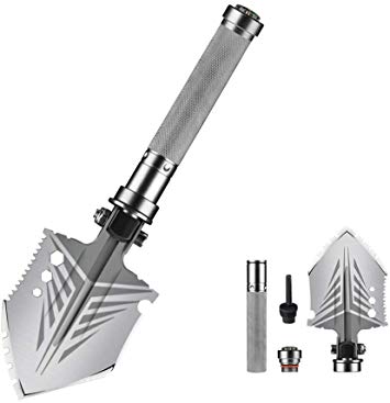 Easyinsmile Military Portable Folding Shovels with Axe Saw Knife Compact Multifunctional Tool Multitool for Camping, Hiking, Outdoor Survival, Fishing, Gardening, Car Emergency etc.