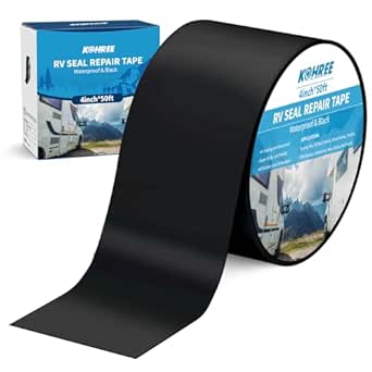 Kohree Butyl Sealant Tape, 4 Inch x 50 Foot RV Roof Tape Black, RV Sealant Waterproof TapeUV & Weatherproof Butyl Roofing Tape for RV Repair, Window, Boat Sealing, Truck Stop Camper Roof Leaks