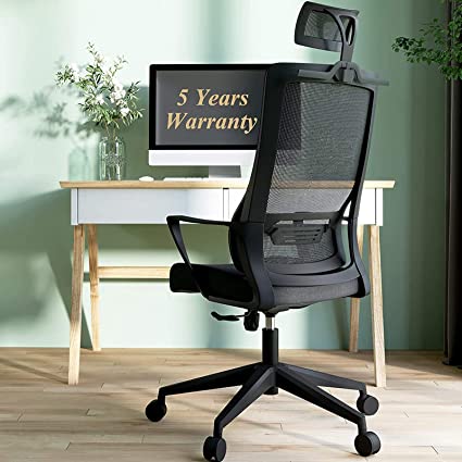 Ergonomic Office Chair Clearance，Mimoglad High Back Mesh Desk Chair with Adjustable Headrest, Height Adjustable Task Chair, Durable Cushion and Fabric Computer Chair for Home Office