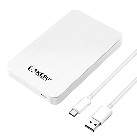KESU 120GB Portable External Hard Drive Type C USB3.0 HDD Storage Compatible for PC, Mac, Desktop, Laptop, MacBook, Chromebook (White)