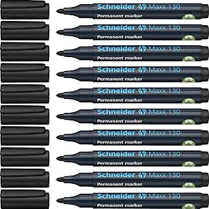 Schneider Maxx 130 Permanent-Marker mit Rundspitze (Strichstärke: 1-3 mm, nachfüllbar) 10er Packung schwarz