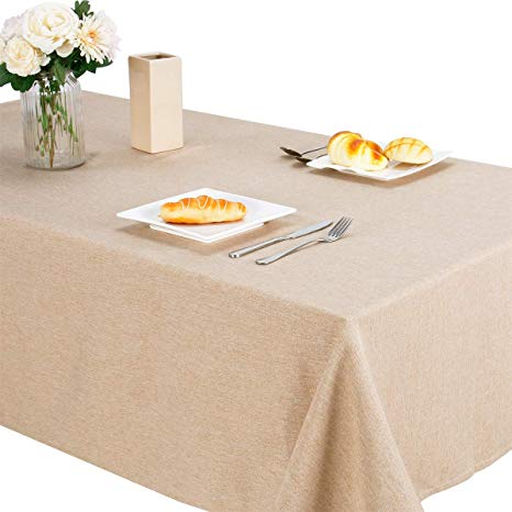 PALADY Pure Color 100% Cotton Heavyweight Tablecloth for Kitchen and Home Table Rectangle Easy Care Washable Tablecloth Decorative Table Cloth (Khaki, 52" x 70")