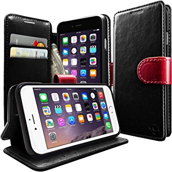 iPhone 6 Case, Caseology® [Leather Wallet Series] Inner Credit Card Pocket [Black] [Horizontal Stand] for Apple iPhone 6 (2014) & iPhone 6S (2015) - Black