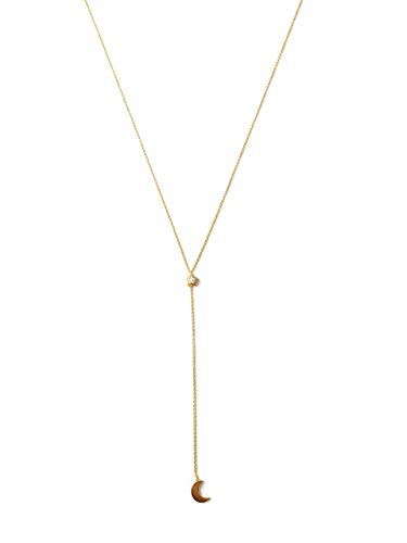 HONEYCAT Moon & Crystal Star Crystal Lariat Y Necklace in Gold, Rose Gold, or Silver | Minimalist, Delicate Jewelry