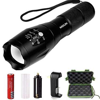 Meilin Handheld XML T6 LED Tactical Flashlight with Adjustable Focus and 5 Light Modes,1000 Lumens Brightest Zoomable Focus for Camping Hiking etc
