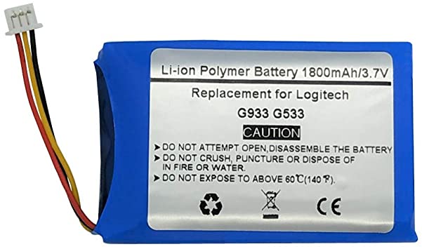 3.7V/1800mAh Battery for Logitech G933 G533 Wireless Headset，533-000132