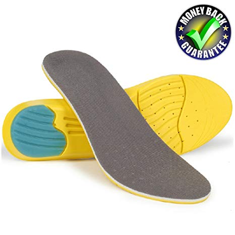 Running Shoe Inserts for Plantar Fasciitis -Shock Absorption, Heel Protection - Relieve Foot Pain, Heel Pain - Performance Shoe Inserts Medium