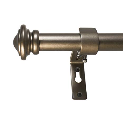 Decopolitan 29778-BZ18 Cap Single Telescoping Drapery Rod Set, Short, Bronze