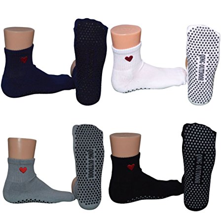 4 Pair Non Skid Cotton Yoga Socks Barre Socks for Women