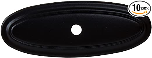 GlideRite Hardware 1034-MB-10 3 inch Long Thin Oblong Ring Cabinet Back Plate 10 Pack, Matte Black Finish