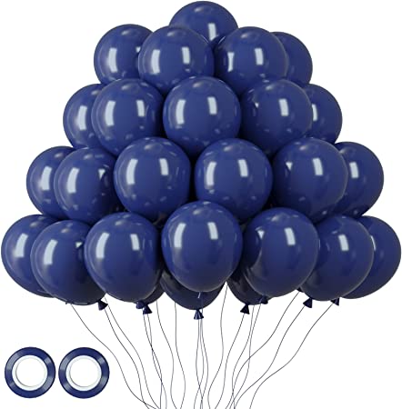 Voircoloria 105pcs Navy Blue Balloons 12inch Dark Blue Balloons for Birthday Graduation Baby Shower Anniversary New Year Party Holiday Decorations