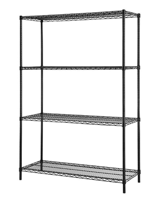 Excel ES-481860P NSF Certified Multi Purpose 4-Tier Wire  Shelving Unit, 48 x 18 x 60-Inch, Black Powder Coat