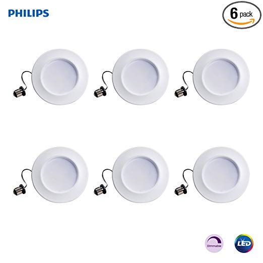 Philips 801274 LED myLiving Dimmable 5”/6” Downlight Recessed Lighting Fixture: 650-Lumens, 5000-Kelvin, 11 (65-Watt Equivalent), E26 Medium Screw Base, Daylight, 6-Pack