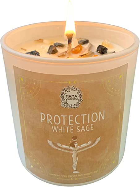MAMA WUNDERBAR White Sage Smudge Candle, Sage Candle for House Cleansing, Home Blessing, Protection