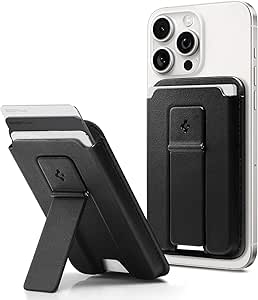 Spigen Smart Fold 2 MagFit Magnetic MagSafe Wallet Card Holder with KickStand Comatible with iPhone 15, iPhone 14, iPhone 13, iPhone 12 Models - Black