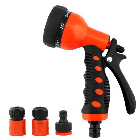 Garden Hose Nozzle Sprayer Set - 7 Different Spray Settings - Heavy Duty Sprinklers High Pressure Washer Nozzle with Flow Control Setting Knob, Best Lawn Sprayer Car Washer