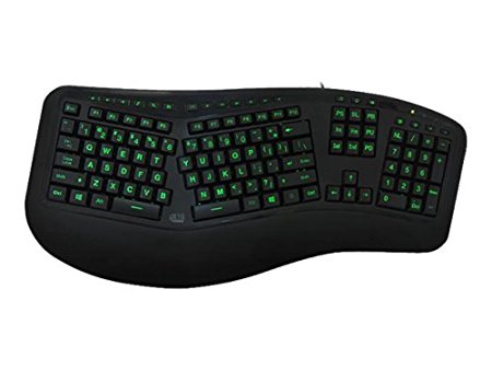Adesso Tru-Form 150 3-Color Illuminated Ergonomic Keyboard (AKB-150EB)