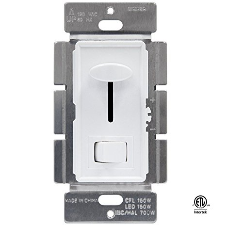 Xtricity Dimmer Switch for Dimmable LED, CFL, Halogen, 7000 Watt Max, 120 volts - 60HZ, 3 way or Single Pole, White Cover