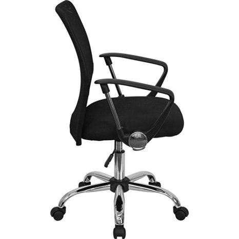 Flash Furniture GO-6057-GG  Mid-Back Black Mesh Computer Chair with Chrome Finished Base