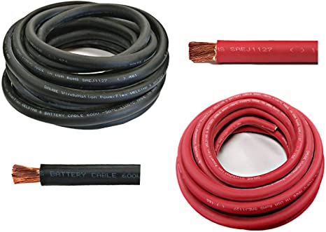 WNI 2/0 Gauge 10 Feet Black 10 Feet Red 2/0 AWG Ultra Flexible Welding Battery Copper Cable Wire - Made In The USA - Car, Inverter, RV, Solar