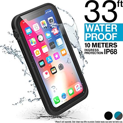 Catalyst iPhone X Waterproof Case, Shock Proof Premium Material Quality, Slim Design for Swimming, Beach Trips, Kayaking, Cruise Accessories with Lanyard (Black)