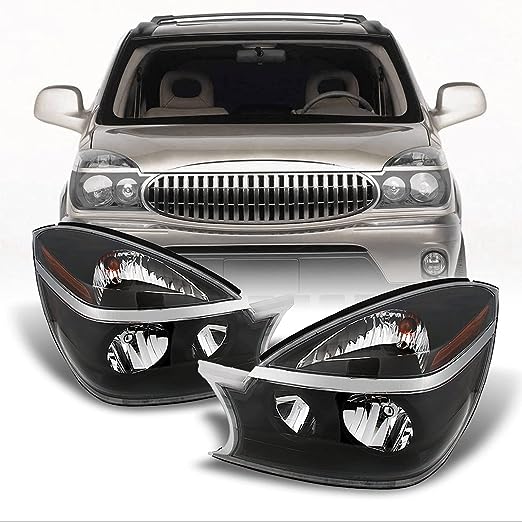 AKKON - For Buick Rendezvous OE Replacement Amber Black Bezel Headlights Driver/Passenger Head Lamps Pair New