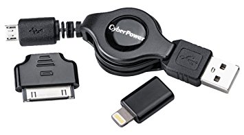 CyberPower CPU3RTAKT 2.5' Apple Certified Retractable Cable Kit, Black