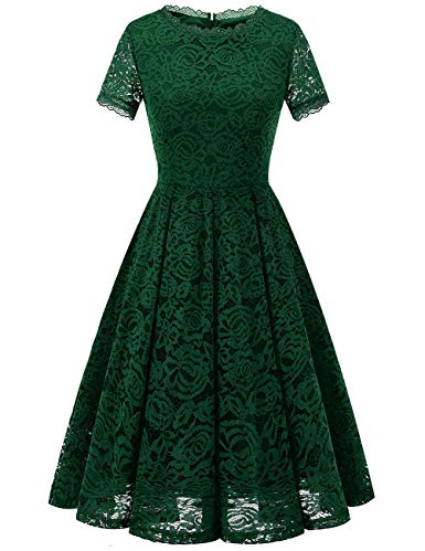 DRESSTELLS Women's Bridesmaid Vintage Tea Dress Floral Lace Cocktail Formal Swing Dress