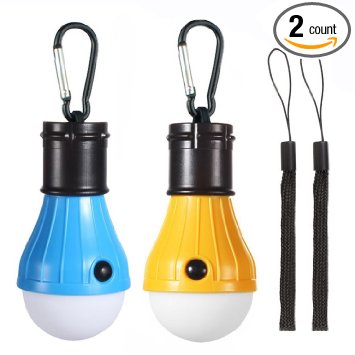 Tent Lights Portable Waterproof Windproof Outdoor Bulb LED Camping Lantern For Climbing, Fishing, Camping, Car Repairing, Outdoor Decoration (2 Pack)