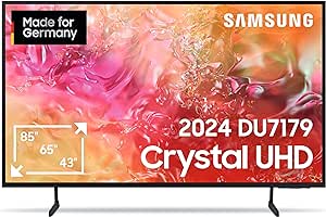 Samsung Crystal UHD 4K DU7179 Fernseher 75 Zoll, Samsung TV mit PurColor, 4K Upscaling, Crystal Prozessor 4K, Smart TV, GU75DU7179UXZG, Deutsches Modell [2024]