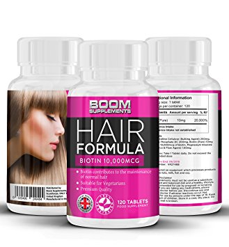 Biotin Hair Growth Vitamins 10,000mcg | #1 Hair Growth Vitamins | Max Strength Biotin Hair Products | 120 Natural Hair Thickener Tablets | FULL 4 Month Supply | Helps Grow Hair For Women | Achieve Thicker, Fuller Hair FAST | Safe And Effective | Best Selling Hair Growth Pills | Manufactured In The UK! | Results Guaranteed | 30 Day Money Back Guarantee
