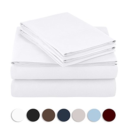 Bed Sheet Set Brushed Microfiber Full Size 4-Piece Sheet Set, Ultra Soft Comfortable Wrinkle Fade Resistant With Deep Pocket 16-Inch (Full, Bright White)