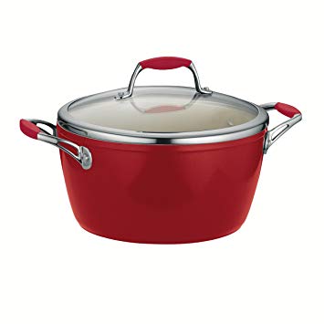 Tramontina 80110/064DS Gourmet Ceramica Deluxe Covered Dutch Oven, PFOA- PTFE- Lead and Cadmium-Free Ceramic Exterior & Interior, 5-Quart, Metallic Red, Made in Italy