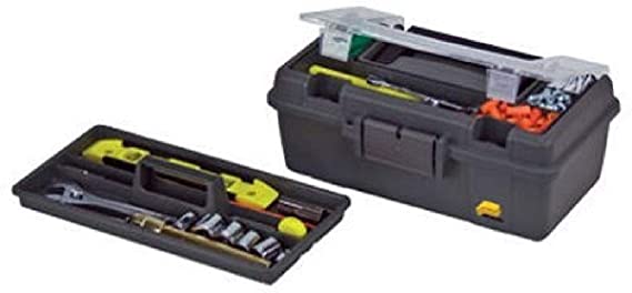 Compact Tool Box, Graphite Gray with Black Handle and Latches, 13-Inch