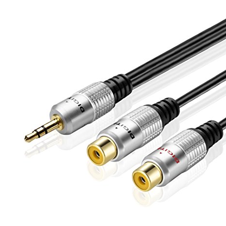 TNP Premium 3.5mm to RCA Male Audio Cable Bi-Directional Female to Male Converter AUX Auxiliary Headphone Jack Plug Y Adapter to Left/Right Stereo Splitter Gold Plated Connector Wire Cord (15FT)