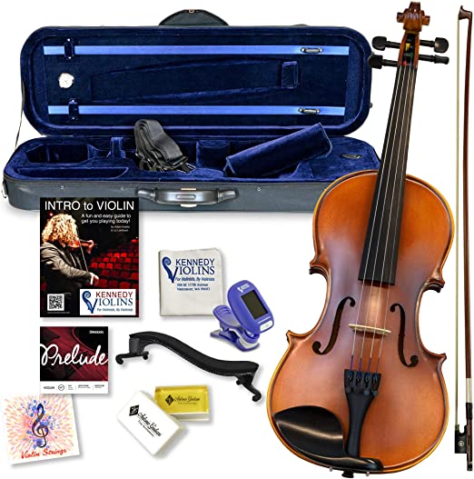 Ricard Bunnel G2 Violin Outfit 3/4 Size - Carrying Case and Accessories Included - Highest Quality Solid Maple Wood and Ebony Fittings By Kennedy Violins