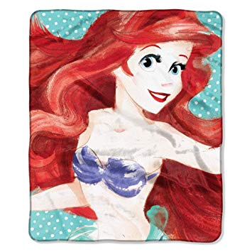 Northwest Disney Blanket Ariel The Little Mermaid Character Silk Touch Throw Fleece Blanket 50" x 60" (127cm x 152cm)