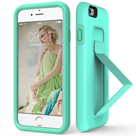 iPhone 6s Case, iPhone 6 Case with Kickstand, ZVE [Dual Layer] Hybrid Shield Shockproof Protection Hard Back Cover for Apple iPhone 6 6s 4.7 Inch Mint Green