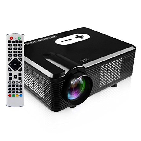 Projector, GBTIGER Home Projector 3000Lumens HD LCD LED Home Theater with Analog TV Interface Business Education Cinema Projector with Controller, Black