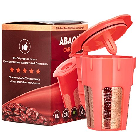 ABACO 24K Gold Reusable K-Carafe/K-Cup Coffee Filter(4-5 Cup) for Keurig 2.0 K200,K300,K400,K500 Series Brewers