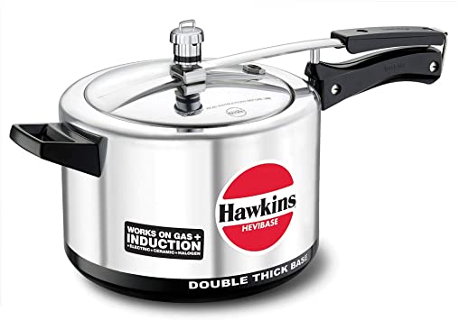 HAWKINS H56 Hevibase Induction Compatible Aluminum Pressure Cooker, 5-Liter,SILVER