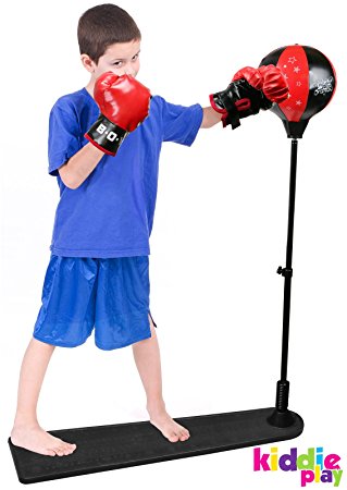 Kiddie Play Standing Boxing Set with Punching Ball and Gloves for Kids (Large)