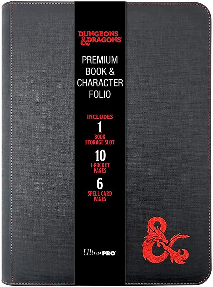 Dungeons & Dragons E-18585 Premium Zippered Book & Character Folio Portfolio, Black/Grey