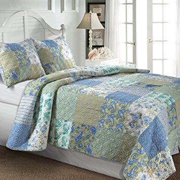 Greenland Home Vintage Jade 105-Inch by 95-Inch King Quilt Set