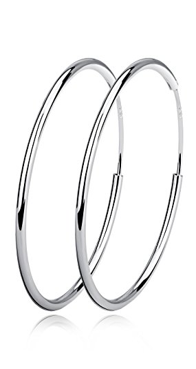 Sterling Silver Circle Endless Hoop Earrings - Jewelry for Women Girls