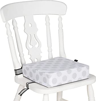 Polar Gear Baby Booster Cushion – Transportable Booster Seat for Children 3 Years & Up – Easy to Clean Wipe Down Cover with Adjustable Straps – 8cm Thick Foam Cushion for Dining Chairs – Polka Dot