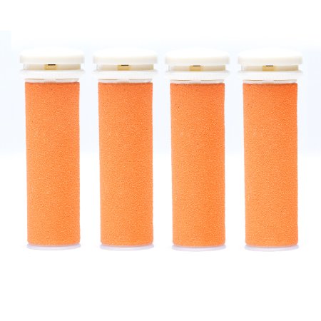 Pack of 4 Replacement Refill Rollers --Fit with Micro Mineral Emjoi Micro-Pedi, Useful for Extremely Rough and Tough Calluses, Orange